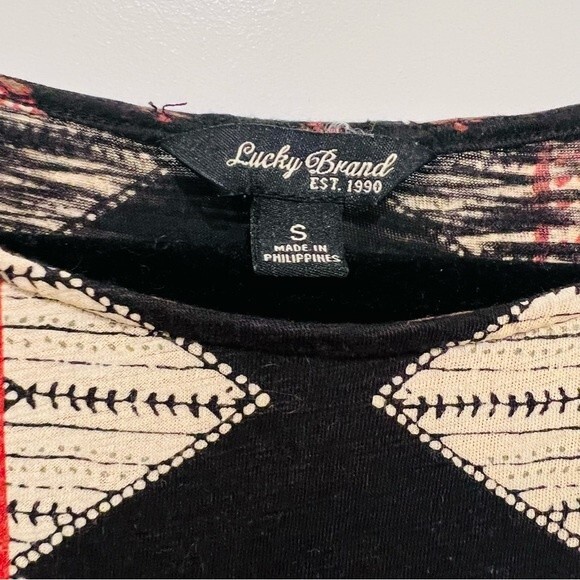 Lucky Brand Women's Nyla Cinched Top Multi Color Tribal Print Size Small - Picture 3 of 11